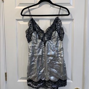 Pretty Little Thing Silver/Black Sequin Dress